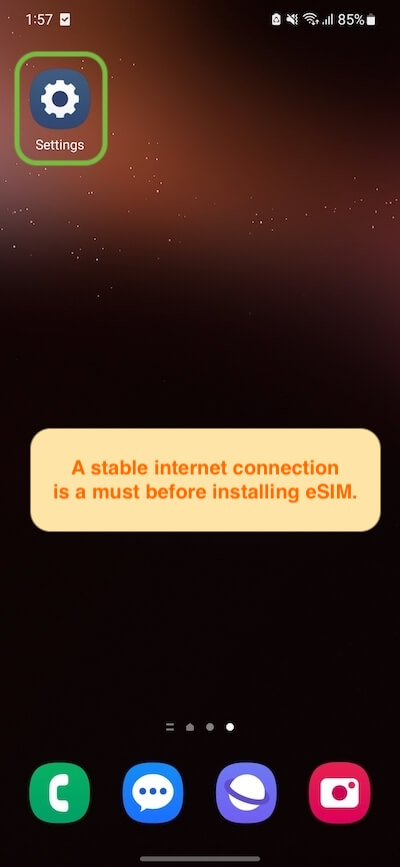 Samsung eSIM Step 1