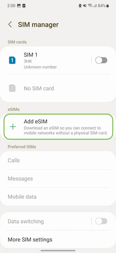 Samsung eSIM Step 4