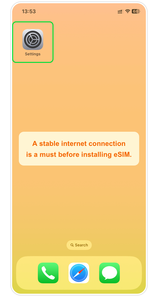 iOS eSIM Step 1